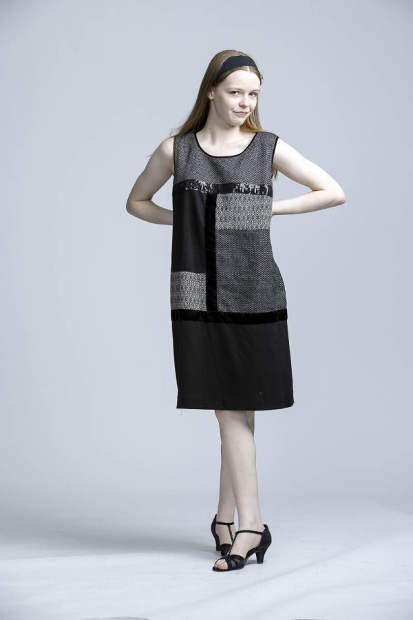 black dress light check pattern