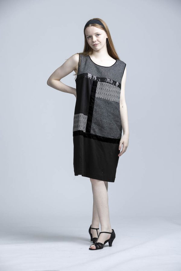 Black dress with checkerboard pattern - Image 3