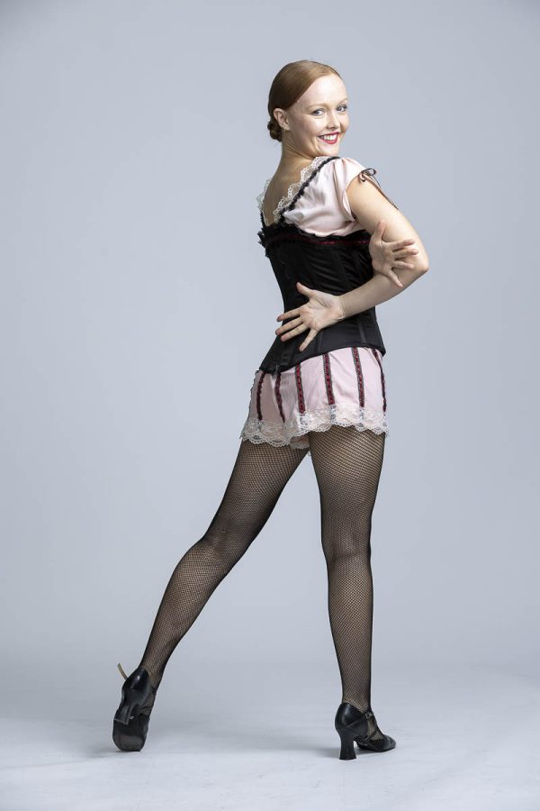 Pink and black dance corset and shorts - Image 2