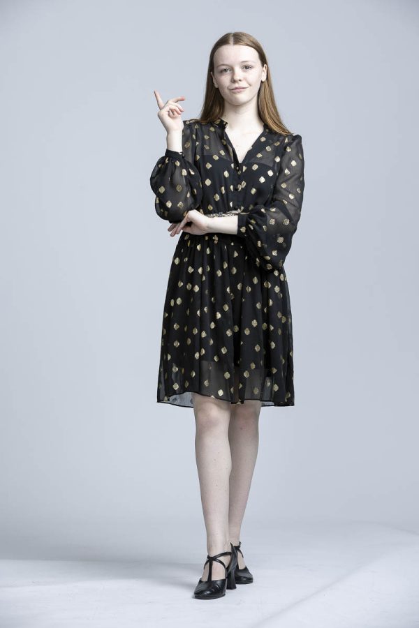 Black dress with gold spots - Image 2