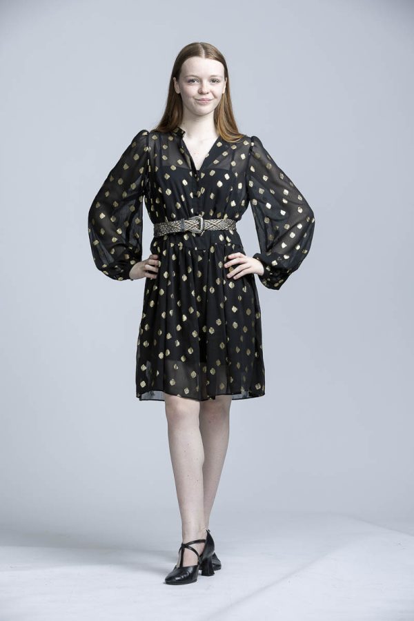 Black dress with gold spots - Image 4