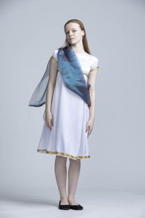 greek goddess with blue sash