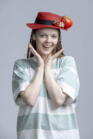 red hat with fruit