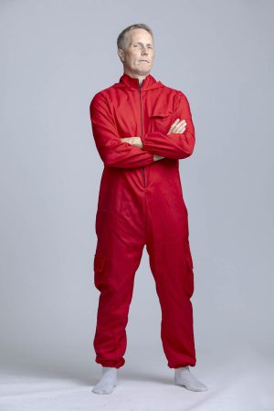 convict in red overalls