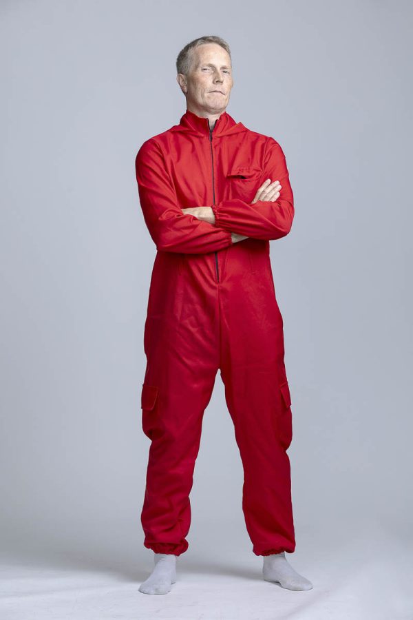 convict in red overalls